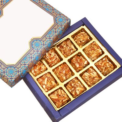 Ghasitaram Gifts Sweets - Blue Print 12 pcs Sugarfree Roasted Almond Bites Box|Sugar Free Sweets|Diabetic Friendly|Diwali Sugar Free Sweets Box