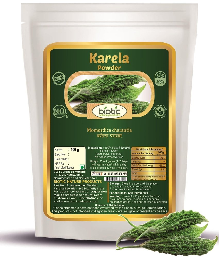 Biotic Organic Karela Powder Eating - Bitter Gourd Powder - Kakarakaya Powder - 100gm