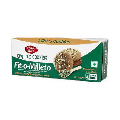 Caveman Organic Fit-O-Milleto Cookies - (60G x 5pcs) | Goodness of Pearl Millet & Pumpkin Seeds