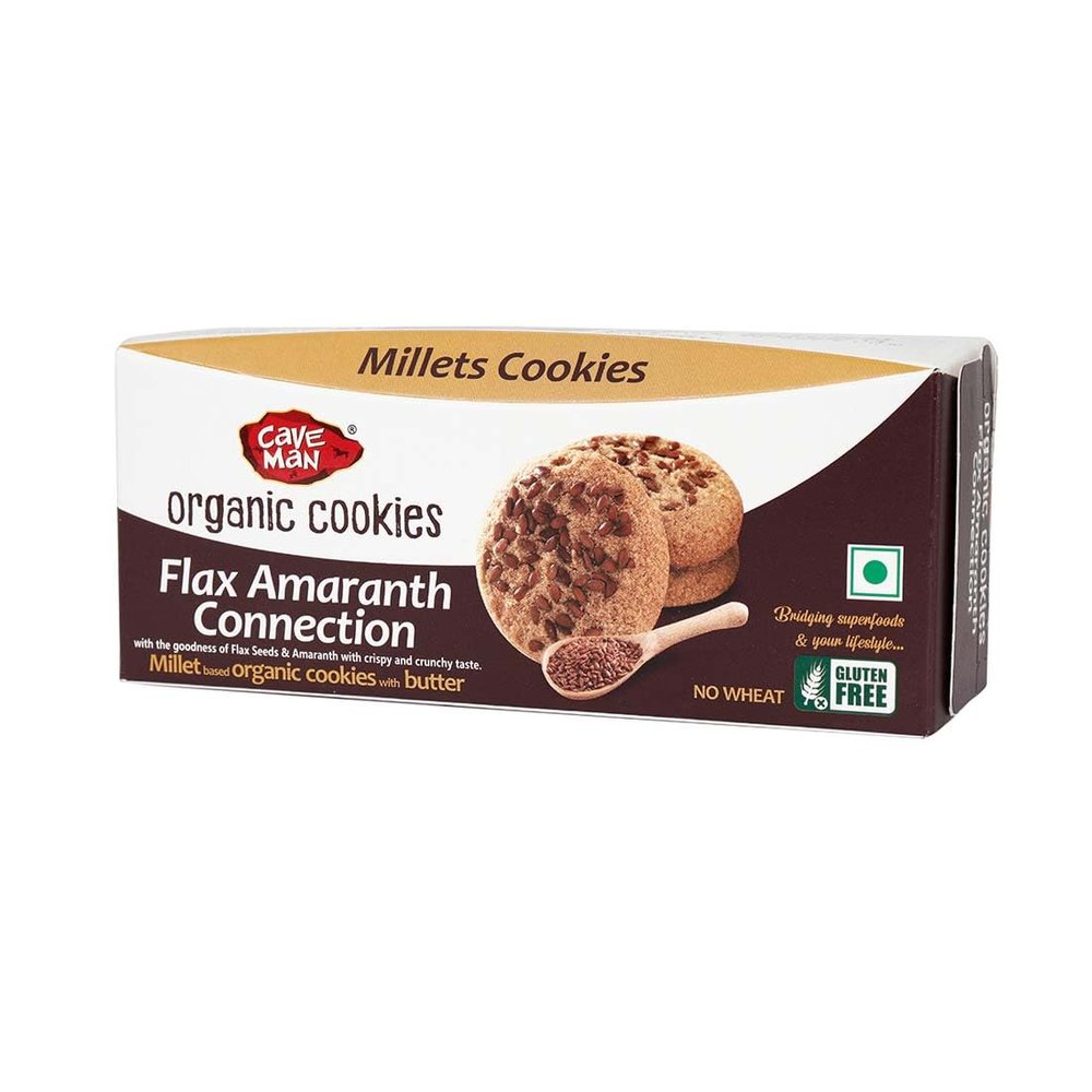 Caveman Organic Flax Amaranth Connection Cookies - (60g x 5Pcs) | Taste of Real Butter & Honey