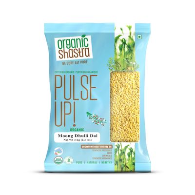 Organic Shastra Unpolished Moong Dal/Moong Dal Yellow/Pesarupappu | 100% Organic | Chemical Free & Pesticides Free | Rich Flavour - 1 KG