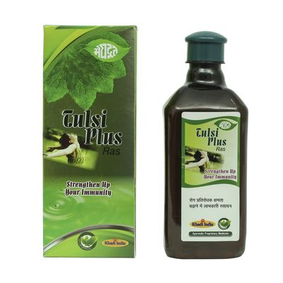 Meghdoot Ayurvedic Tulsi Plus Juice Natural Immunity Booster, Supports Respiratory Health, Relieves Cold and Cough, Detox Juice 500ml (Pack of 1)