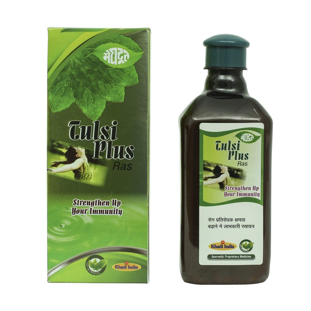 Meghdoot Ayurvedic Tulsi Plus Juice Natural Immunity Booster, Supports Respiratory Health, Relieves Cold and Cough, Detox Juice 500ml (Pack of 1)