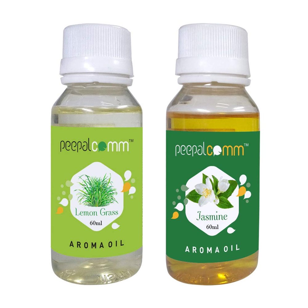 PeepalComm Lemongrass and Jasmine Aroma Oil 60ml - Pure Essential Oils for Diffuser, Humidifier, Massage, Aromatherapy, Skin & Hair Care - Best for Home Office, Cool Mist Large Rooms, Bedroom