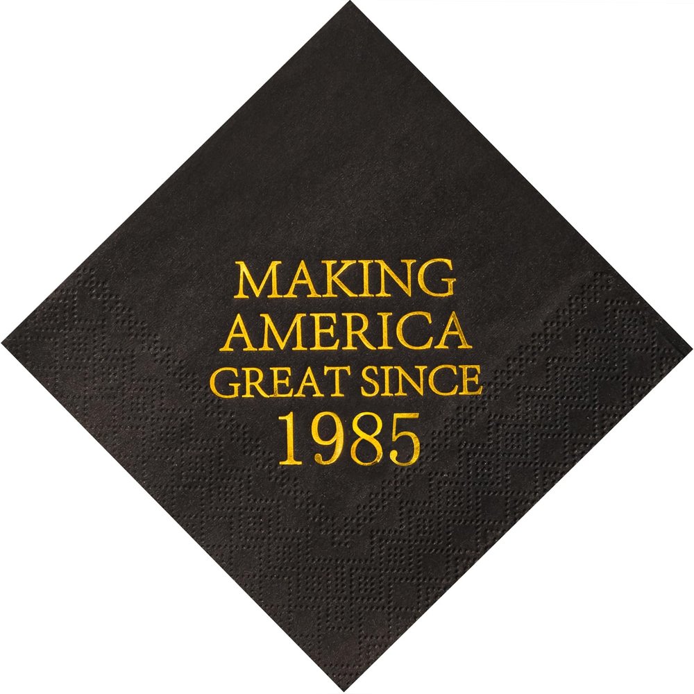 Crisky 40th Birthday Disposabel Napkins Black and Gold Dessert Beverage Cocktail Cake Napkins 40th Birthday Decoration Party Supplies, 40th Birthday Decorations for Men, 50 Pack 4.9"x4.9" Folded