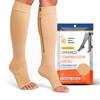 Lemon Hero Medical Compression Socks - Open Toe 15-20 mmHg Zipper Compression Stockings for Men and Women  Lightweight compression socks for Pregnant Women & Nurses  Large, Beige [1 Pair] view 1