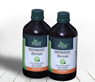Aadya Life Sciences LLP Deepanasav- 450 ml (Pack Of 2) | Helps with Indigestion, Effective for Loss of Appetite | Asav based herbal formulation| Includes Triphla, Giloy,Ginger, Saunf | For Men & Women