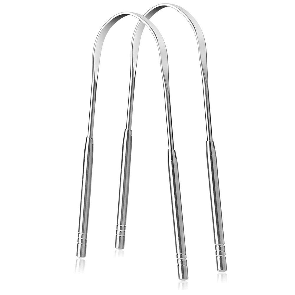 NJ Tongue Cleaner, Medical Grade Stainless Steel,Stainless Steel Tongue Cleaner for Both Adult and Kids: 2 Pcs
