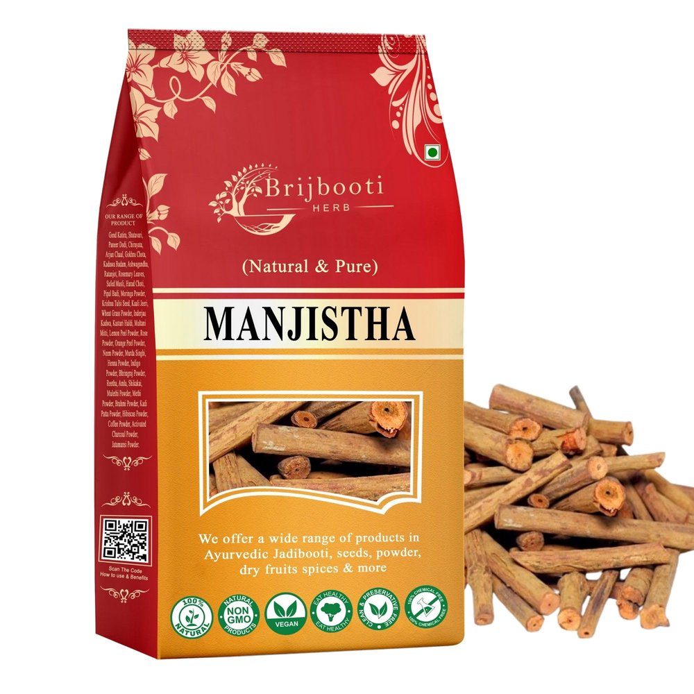 Birju Mahavir Organic Manjistha (100 gm) | Rubia Cordifolia | Manjishtha Root | Manjishta | Manjishta | Manjista