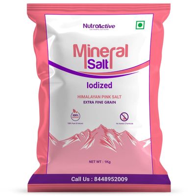 NutroActive MineralSalt Iodized Himalayan Pink Rock Salt Extra Fine Grain 1 kg