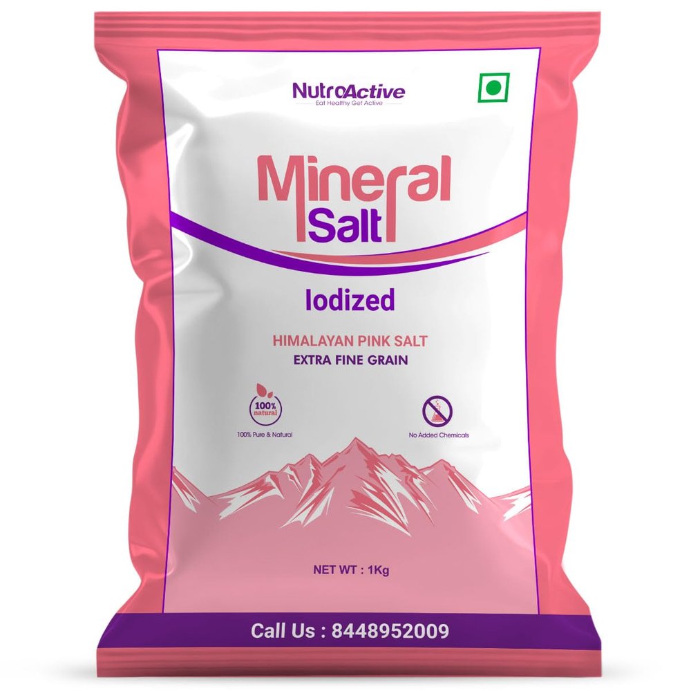 NutroActive MineralSalt Iodized Himalayan Pink Rock Salt Extra Fine Grain 1 kg