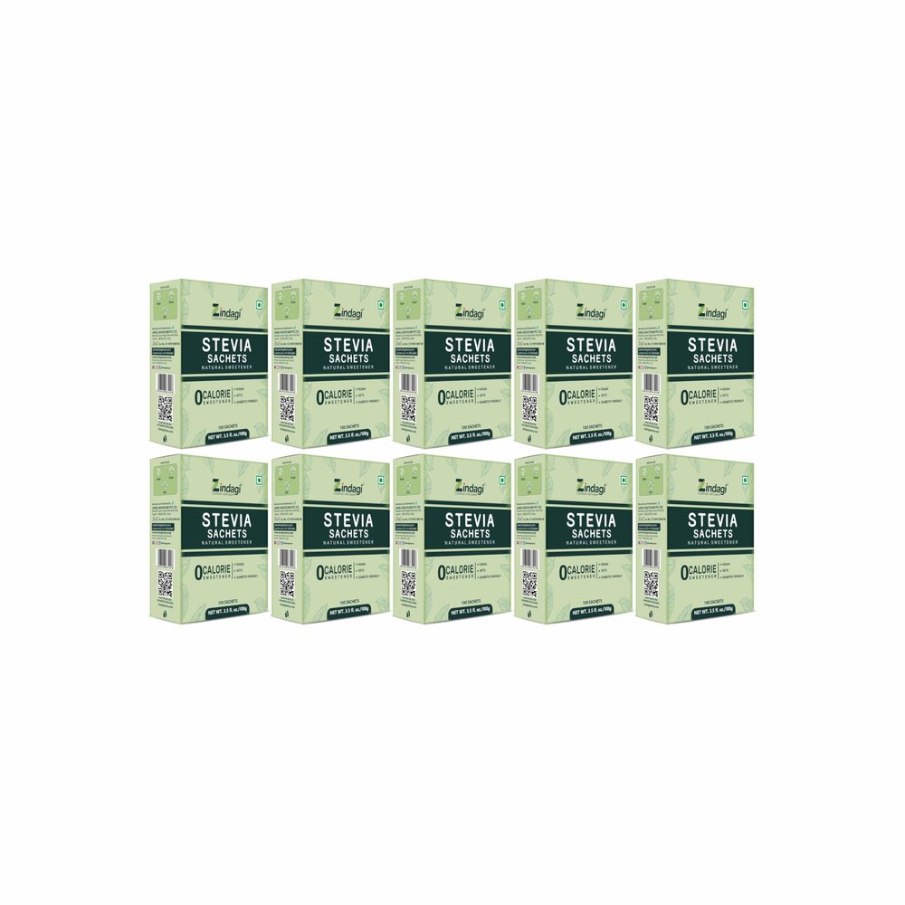 Zindagi Stevia Sugar Free Sachets | Zero Calorie & Diabetic Friendly Sweetener | Natural Sugar Substitute | 1000 Sachets