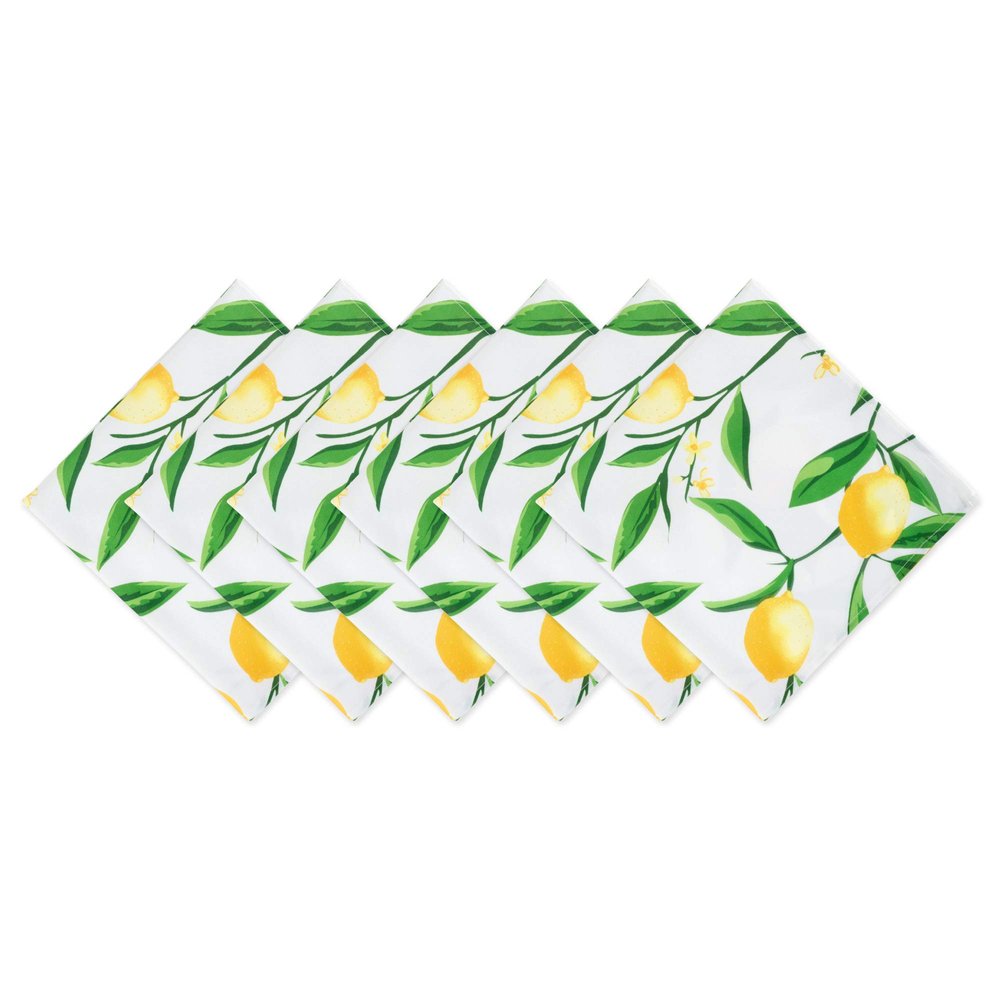 DII CAMZ11285 Cloth Napkins for Everyday Place Settings, Family Gatherings, BBQ's, Holiday Parties, Catering Events, Oversized & Stain Resistant for Indoor/Outdoor Use, Lemon Bliss
