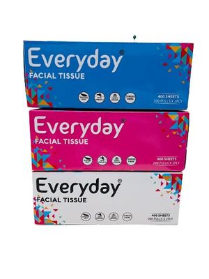 Everyday So Soft 2 Ply Face Tissue Box - 200 Pulls Pack of 3 Boxes. Total 600 Pulls