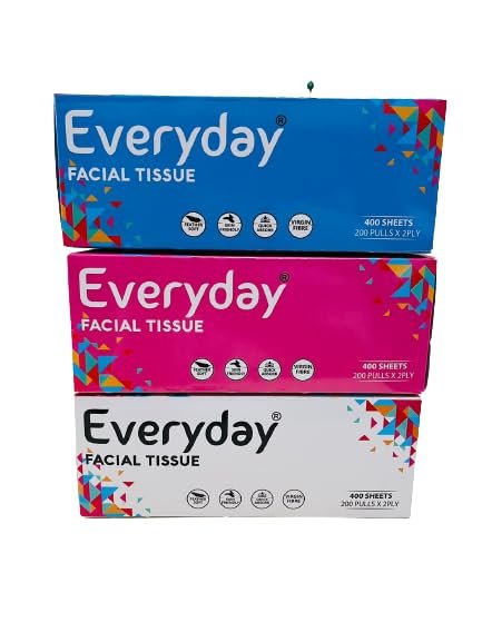 Everyday So Soft 2 Ply Face Tissue Box - 200 Pulls Pack of 3 Boxes. Total 600 Pulls