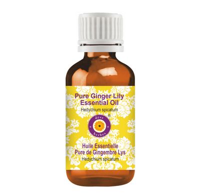 Deve Herbes Ginger Lily Essential Oil (Hedychium spicatum) Pure | Non-Sticky | Non-greasy | Lightweight | Men & Women | All Skin Types | Steam Distilled 50ml
