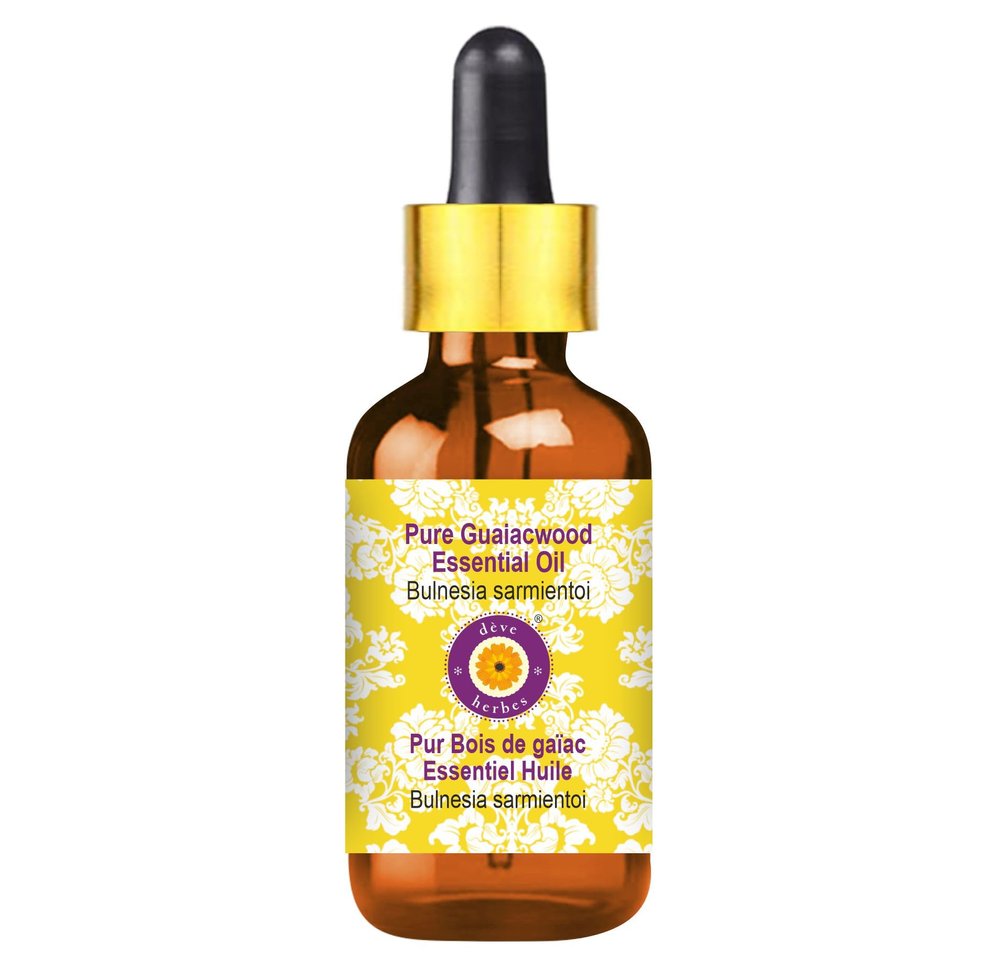 Deve Herbes Guaiacwood Essential Oil (Bulnesia sarmientoi) with Glass Dropper Pure | Viscous Texture | Rich Aroma | Unisex | All Skin Types |Natural Extract Steam Distilled 10ml