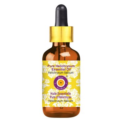 Deve Herbes Helichrysum Essential Oil (Helichrysum italicum) with Glass Dropper Pure | Non-Sticky | Non-greasy | Lightweight | Men & Women | All Skin Types | Steam Distilled 2ml