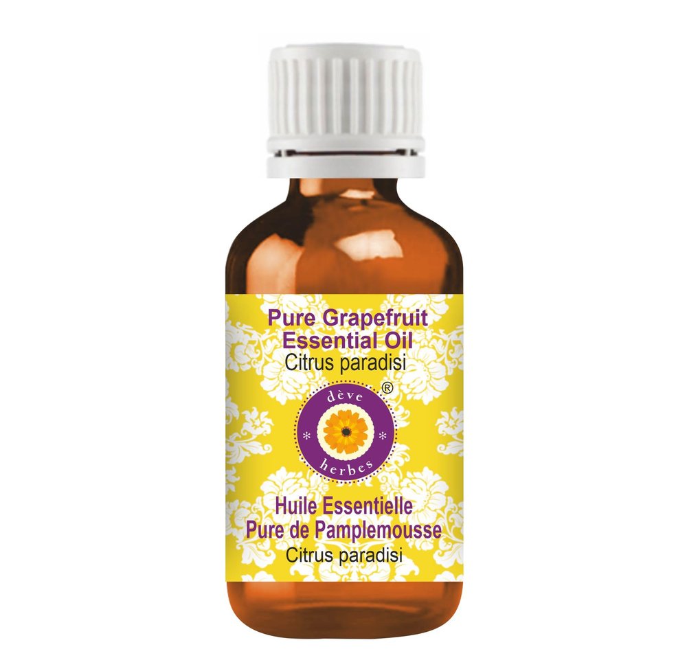 Deve Herbes Grapefruit Essential Oil (Citrus paradisi) Pure | Non-Sticky | Non-greasy | Lightweight | Men & Women | All Skin Types | Steam Distilled 100ml