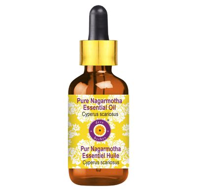 Deve Herbes Nagarmotha Essential Oil (Cyperus scariosus) with Glass Dropper Pure | Non-Sticky | Non-greasy | Lightweight | Men & Women | All Skin Types | Steam Distilled 5ml