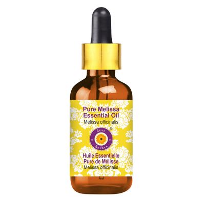 Deve Herbes Melissa Essential Oil (Melissa officinalis) with Glass Dropper Pure | Non-Sticky | Non-greasy | Lightweight | Men & Women | All Skin Types | Steam Distilled 30ml