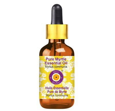 Deve Herbes Myrtle Essential Oil (Myrtus communis) with Glass Dropper Pure | Non-Sticky | Non-greasy | Lightweight | Men & Women | All Skin Types | Steam Distilled 10ml