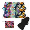 6Pcs Resuable Waterproof Menstrual Pad Sets Including 1Pc Mini Wet Bag and 5Pcs Regular Flow Menstrual Pads Mama Cloth Sanitary Napkins (Set 3, Heavy Flow Bamboo Charcoal) view 1