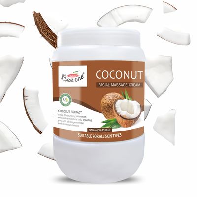 Beeone Coconut Massage Cream 900ml Nourishing & Moisturizing Massage Cream for Smooth, Soft Skin | Enriched with Coconut Oil for Deep Hydration & Relaxation