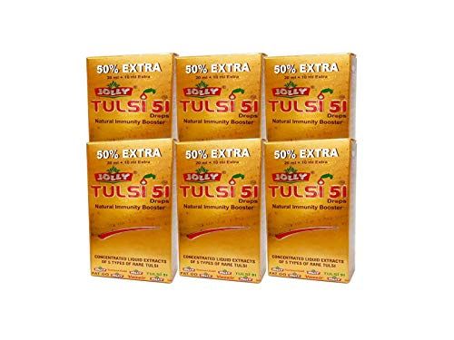 Jolly Pharma Natural Panch Tulsi Basil Extract Liquid 51 Drops (21 ml Each) - Pack of 6