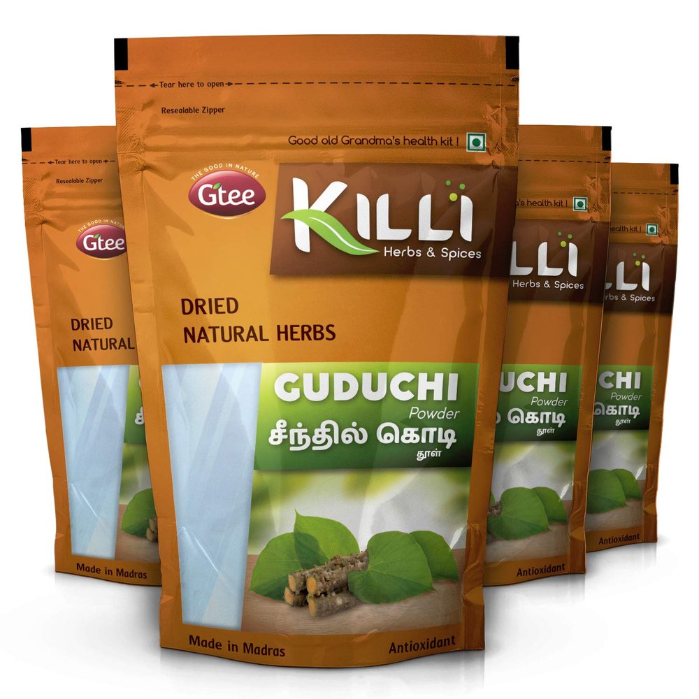 KILLI Guduchi | Seenthil kodi | Giloy | Tippa teega | Tinospora cordifolia | Amruthaballi Powder, 100g (Pack of 4)