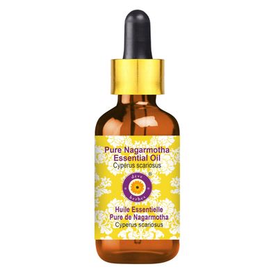 Deve Herbes Nagarmotha Essential Oil (Cyperus scariosus) with Glass Dropper Pure | Non-Sticky | Non-greasy | Lightweight | Men & Women | All Skin Types | Steam Distilled 15ml