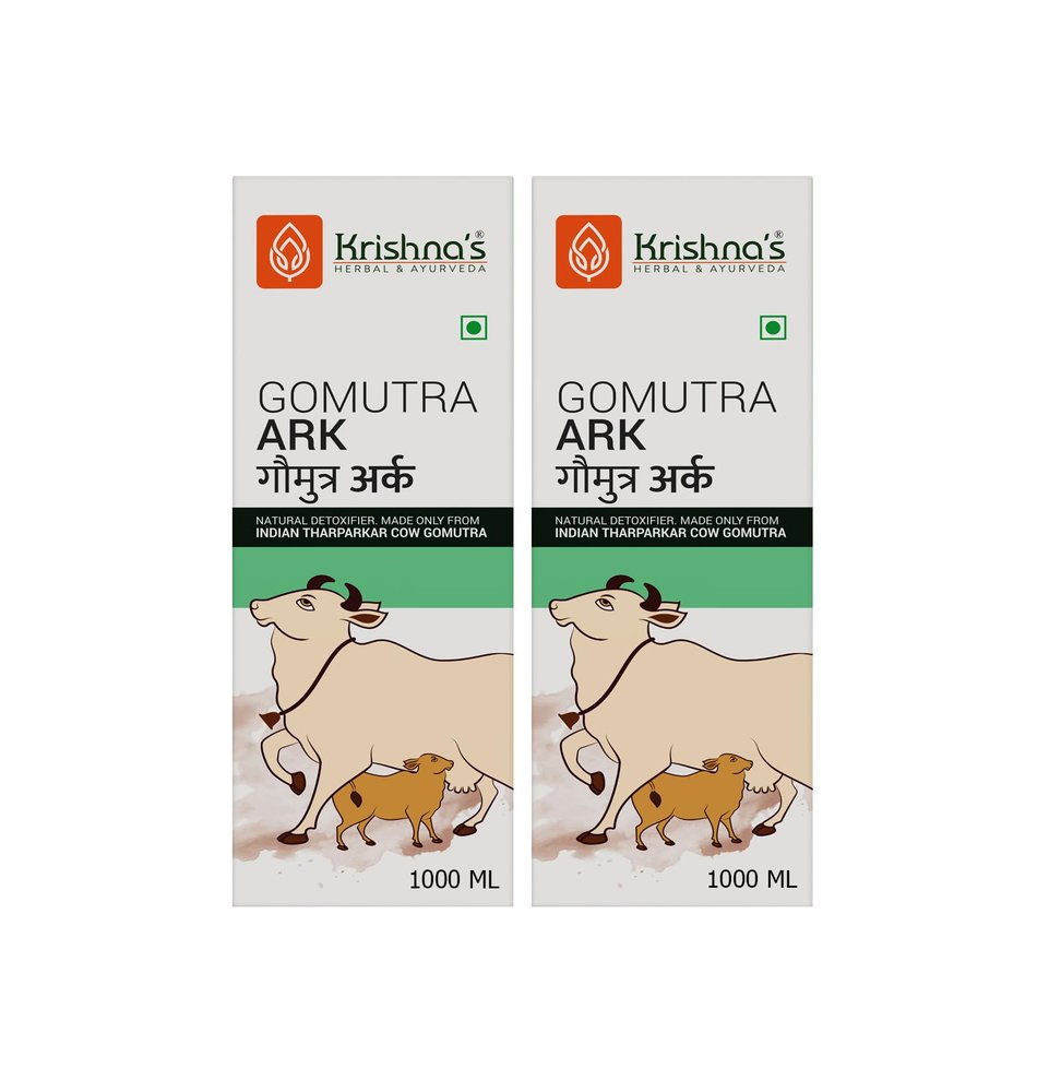 Krishna's Gomutra Ark | Natural detoxifier| 100% Pure & Natural Go Ark| Indian Tharparakar Gomutra | Sugar free Juice with No Added Color or Flavour - 1000 ml (Pack of 2)