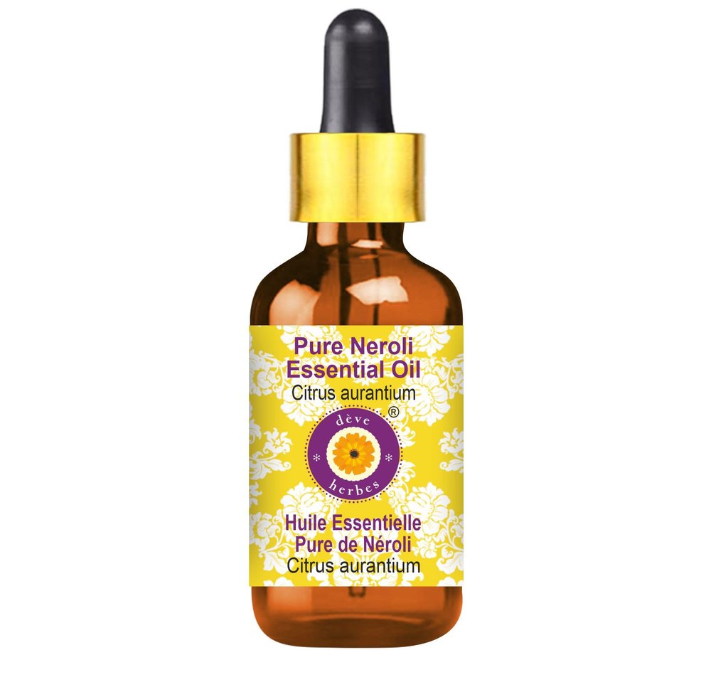 Deve Herbes Neroli Essential Oil (Citrus aurantium) with Glass Dropper Pure | Non-Sticky | Non-greasy | Lightweight | Men & Women | All Skin Types | Steam Distilled 100ml