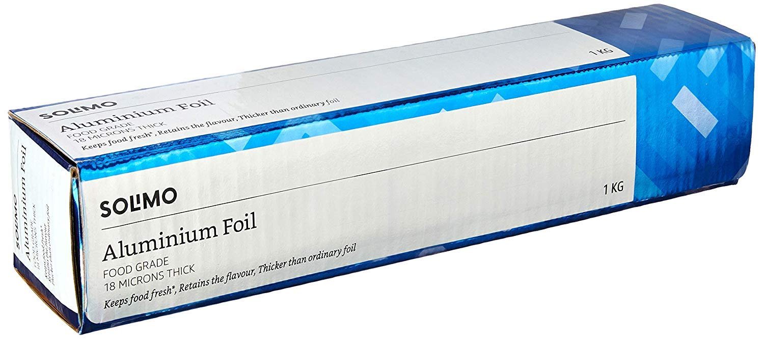 Amazon Brand - Solimo Aluminium Foil Roll | 69 Meter | 18 Microns Thick | Food Grade | Cutter Included | Foil Paper for Food Wrapping | For Food Packing, Baking, Roasting