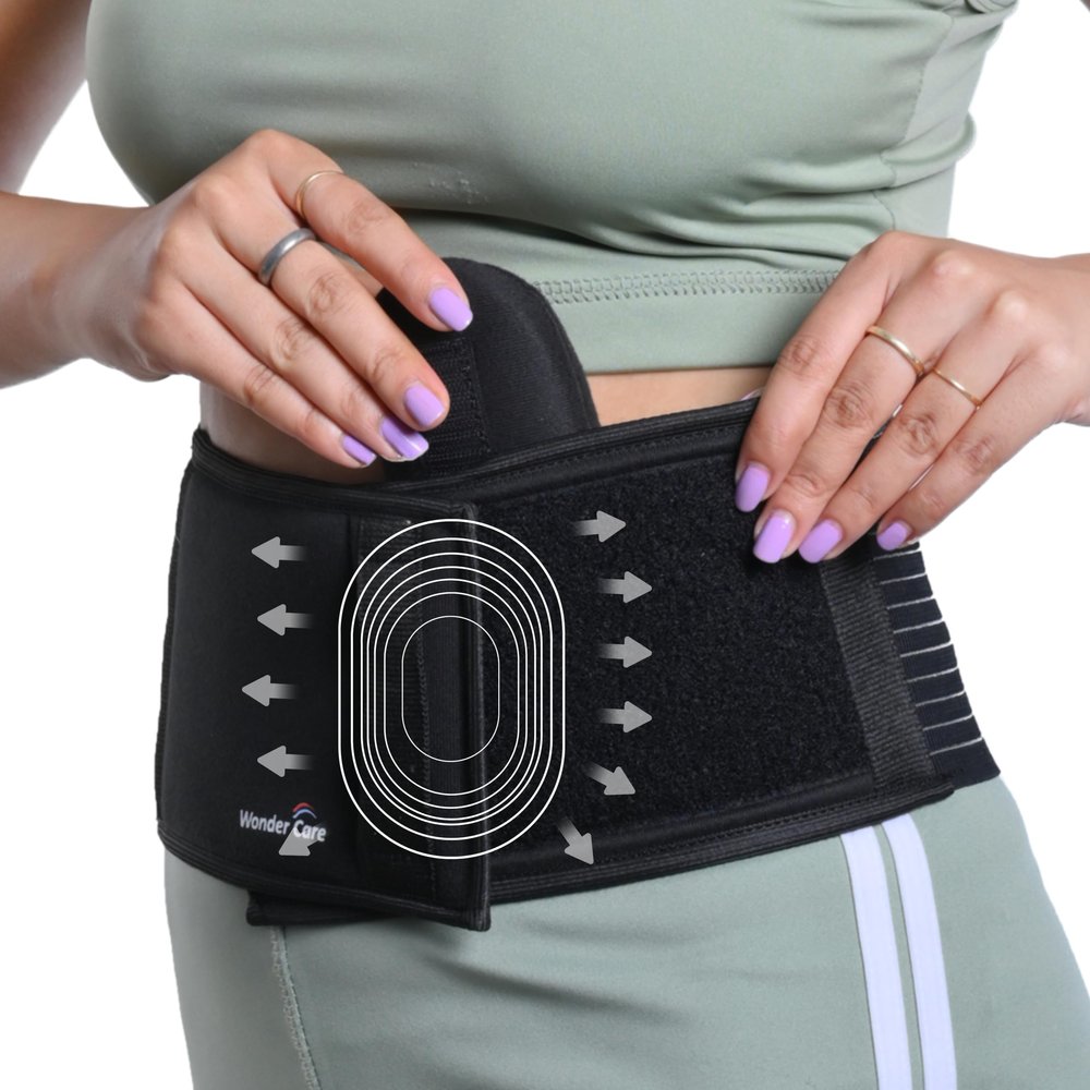 Wonder Care Umbilical Hernia Black Belt Pain Relief Support Brace With 1 Removable Compression Pad For Men & Women (Xl,Non Toxic) - Xl