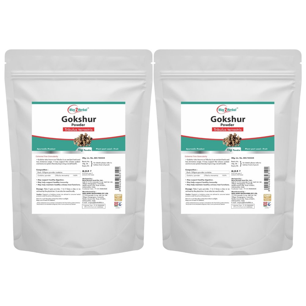 Way2Herbal Gokshur Powder 1 Kg (1 Kg Pack of 2)