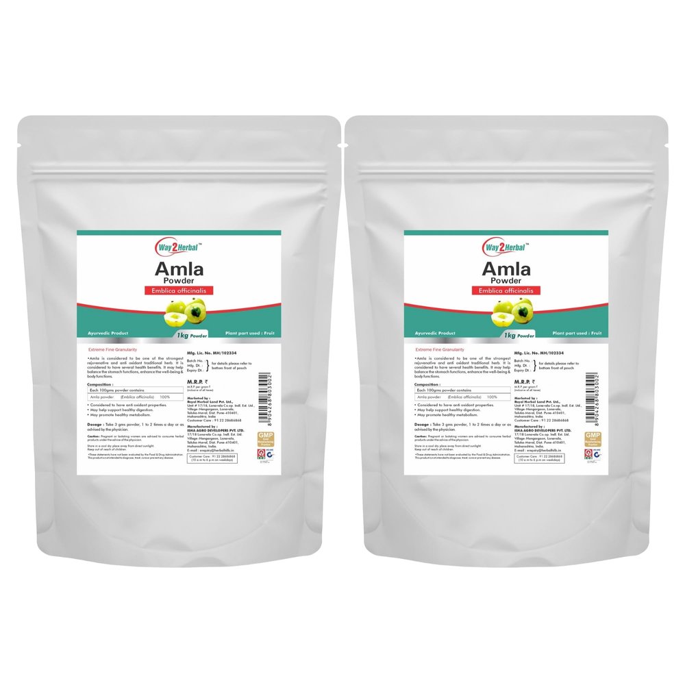 Way2Herbal Amla Fruit Powder | Amlaki Powder For Immunity - 1 Kg Each (Pack of 2)