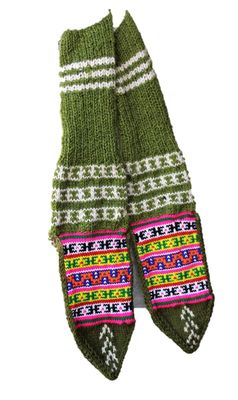 HimalayanKraft Hand Knitted Pure Woolen Casual Unisex Socks Kullu Handloom With Beatiful Embroiderd Socks (Green)