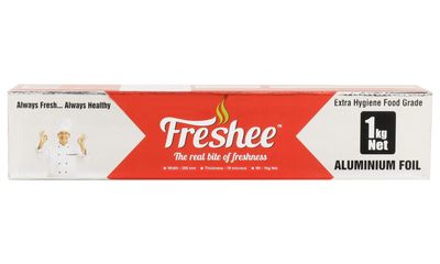 Freshee 1kg Aluminium Foil Paper for Food Wrapping, Heavy Duty 18 Micron Silver Foil Roll for Food Packing Baking Serving