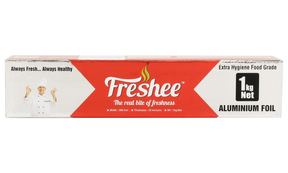 Freshee 1kg Aluminium Foil Paper for Food Wrapping, Heavy Duty 18 Micron Silver Foil Roll for Food Packing Baking Serving