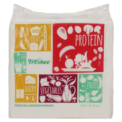 Freshee 50 Pulls 2 Ply Luncheon Napkin Tissue Paper, Hygience And Fresh Tissue Made With 100% Virgin Fibre, Skin Friendly Disposable Tissue