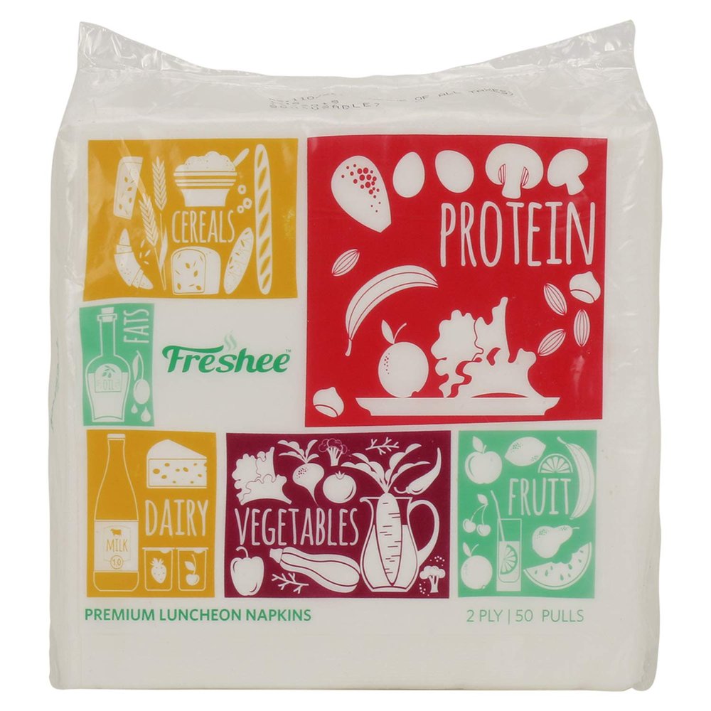 Freshee 50 Pulls 2 Ply Luncheon Napkin Tissue Paper, Hygience And Fresh Tissue Made With 100% Virgin Fibre, Skin Friendly Disposable Tissue
