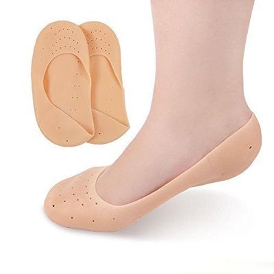 AR Mall 1 Pair Foot Protector Moisturizing Anti-Crack Silicone Socks, Beige