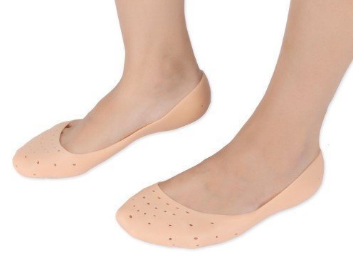 AR Mall 1 Pair Reusable Foot Silicone Heel Socks For Pedicure Against Cracking Chap Pain Protector, Beige