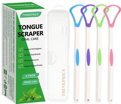 Tongue Scraper Cleaner With Travel Handy Case For Healthy Oral Care, Easy To Use Antimicrobial Sweeper, Help Fight Bad Breath