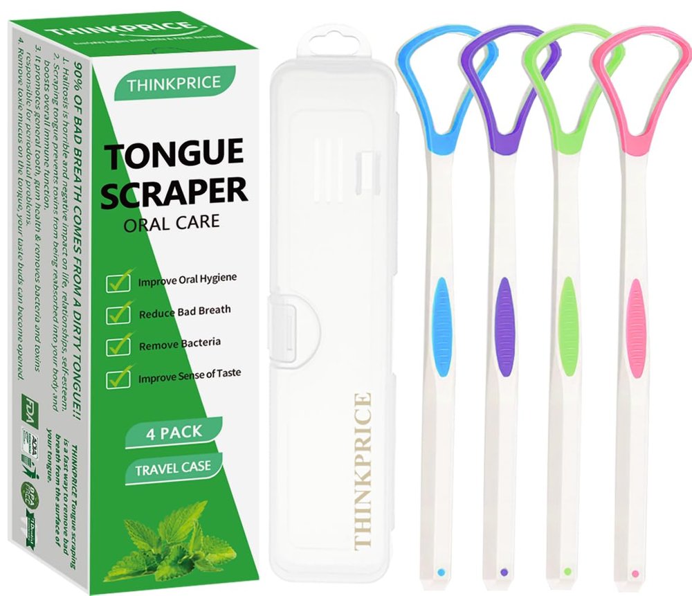 Tongue Scraper Cleaner With Travel Handy Case For Healthy Oral Care, Easy To Use Antimicrobial Sweeper, Help Fight Bad Breath