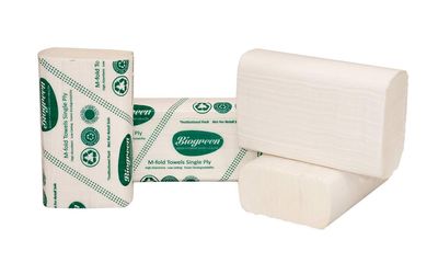 Biogreen M Fold Tissue Paper Towel | Pack of 4 | Sheet Size 21cm X 21cm 150 Sheet per Pkt | 1200 Sheets High Absorbent Mulitpurpose TIssue Paper