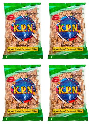 KPN Kovilpatti Kadalai Mittai (Groundnut Chikki Candy) - Burfi - Pack of 4 x 200gm