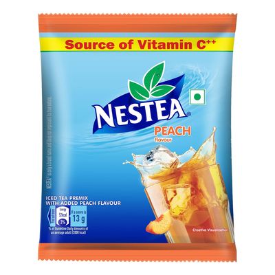 NESTEA Powder Instant Peach Iced Tea | Refreshingly Good Taste | Made with Nilgiri Tea Leaves | Source of Vitamin C | 400g Pouch