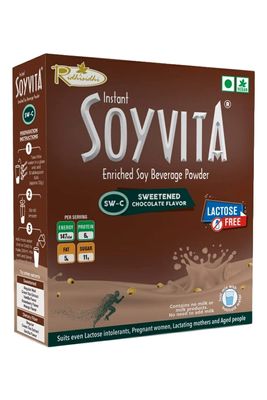 SOYVITA - SWEETENED CHOCOLATE | LACTOSE FREE | VEGAN | ENRICHED SOY BEVERAGE POWDER | Serves-15 (500 Gms)